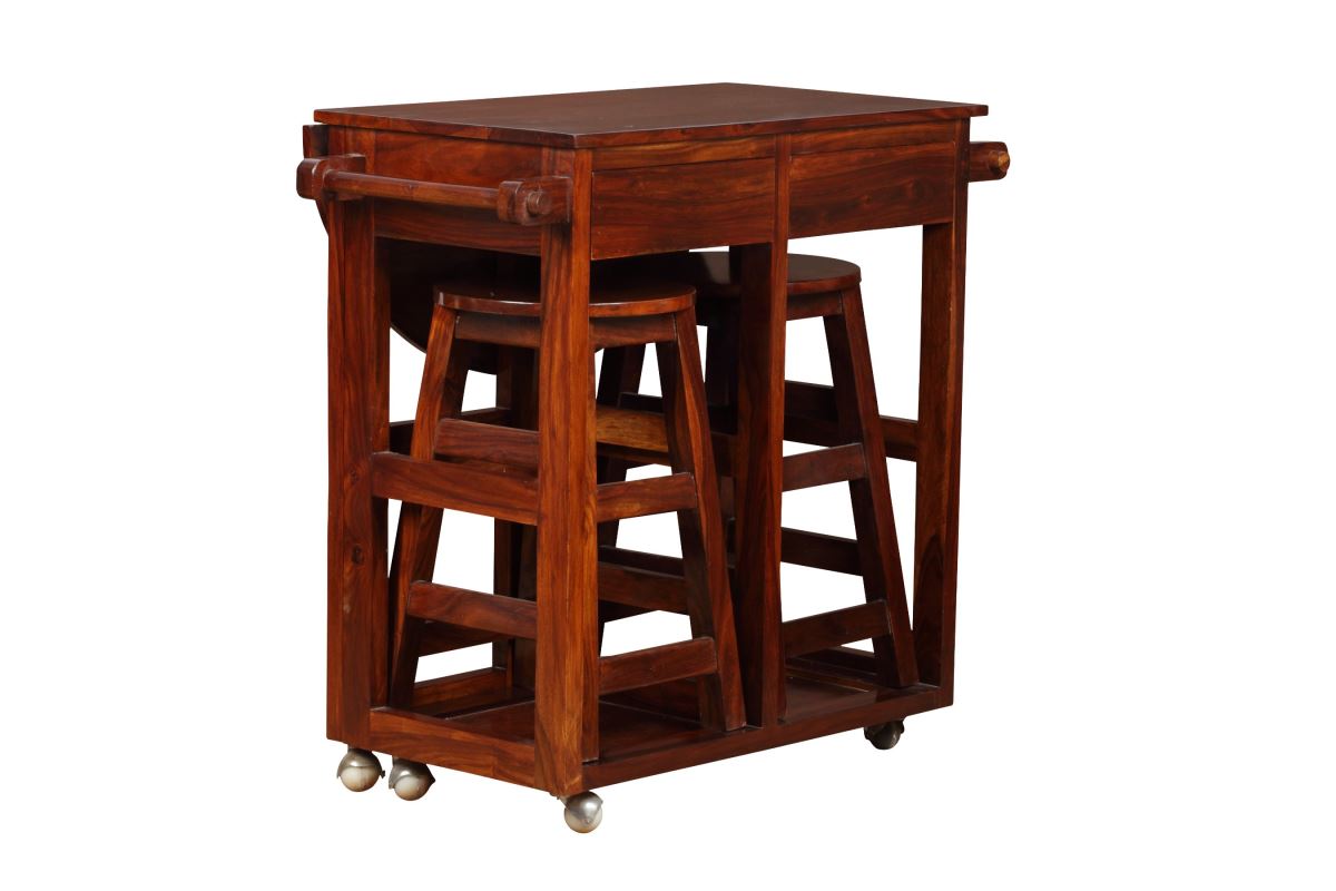 Liva Portable Dining Table Set With 2 Stools